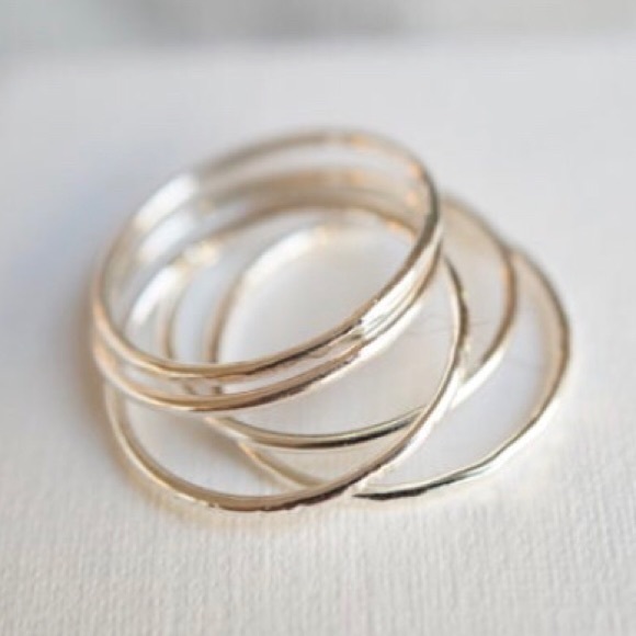 5 silver skinny 1mm thin stacking rings - Picture 2 of 5